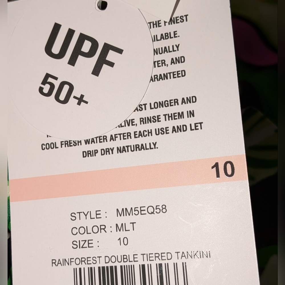 NWT,Maxine Of Hollywood, Rainbow Rainforest,Tiered Tankini Swim Top-Ladies 10/18 - Picture 6 of 7